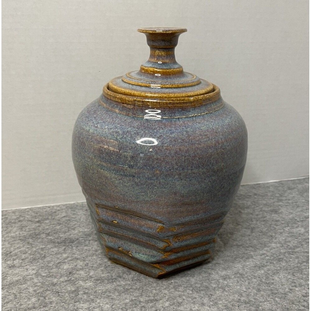 Vintage Studio Pottery Lidded Jar Signed Kaffing 65 Earthy Vase Stoneware Vessel